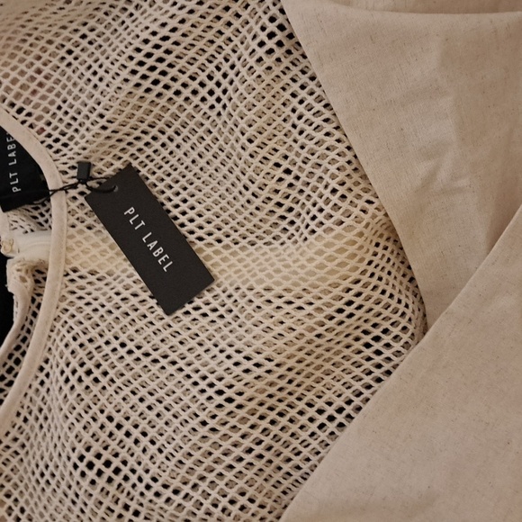 🇺🇸 PLT Label NWTS Off White Sheer Panel Detail Ruched - Picture 3 of 3